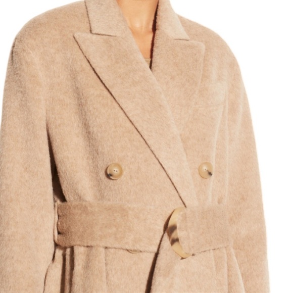 NWT Vince Belted Peak Lapel Alpaca/Wool Coat in Fauna - Sz S - Picture 5 of 12